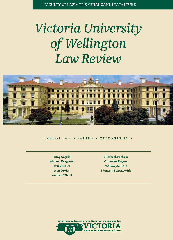 					View Vol. 46 No. 4 (2015): Victoria University of Wellington Law Review
				