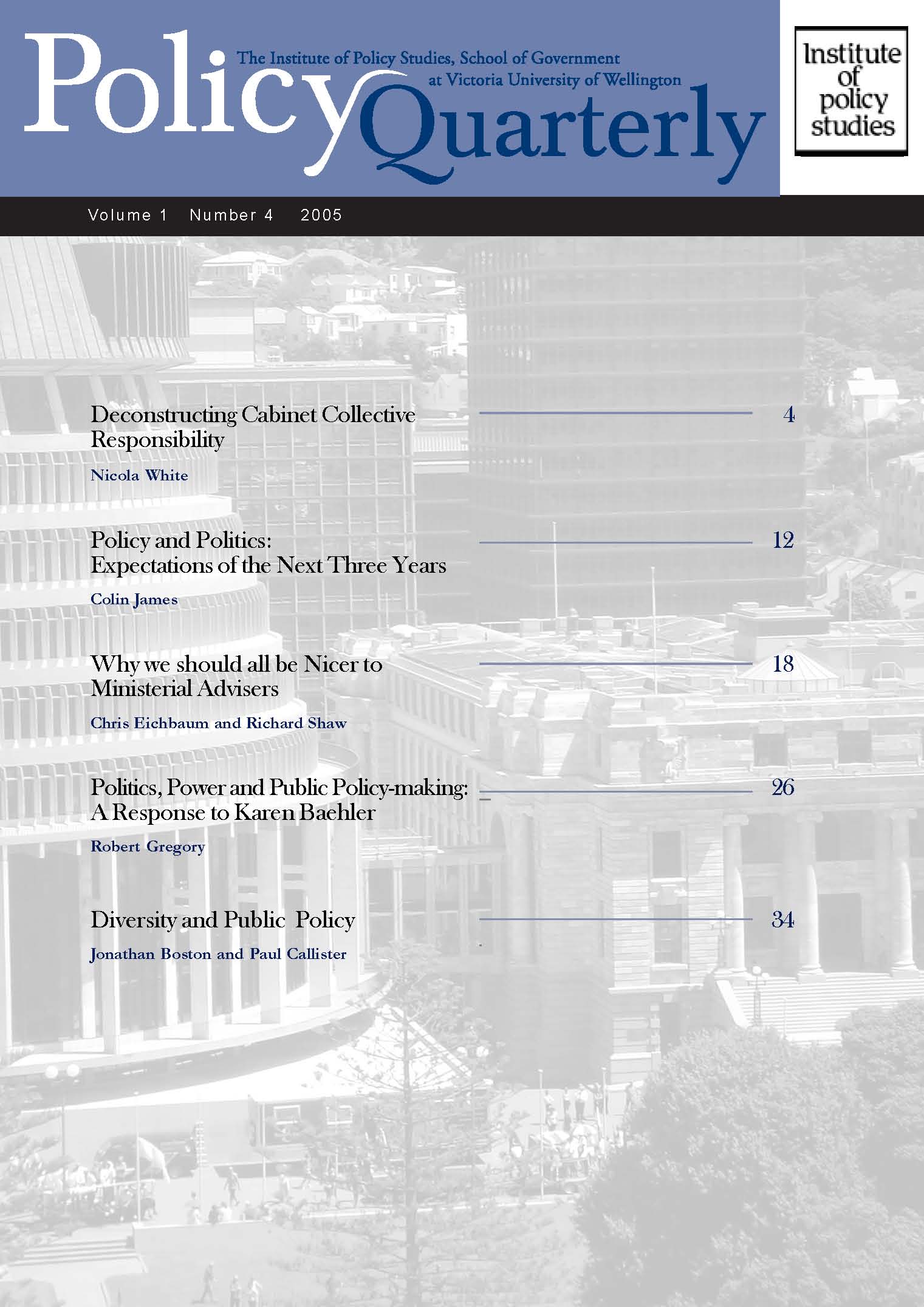 Policy Quarterly volume 1 number 4 2005