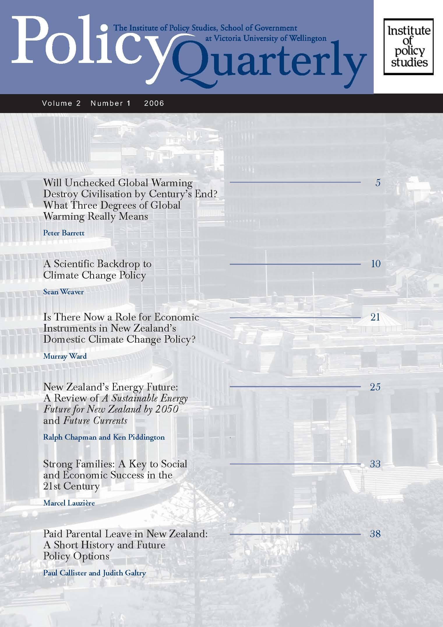 Policy Quarterly volume 2 number 1 2006