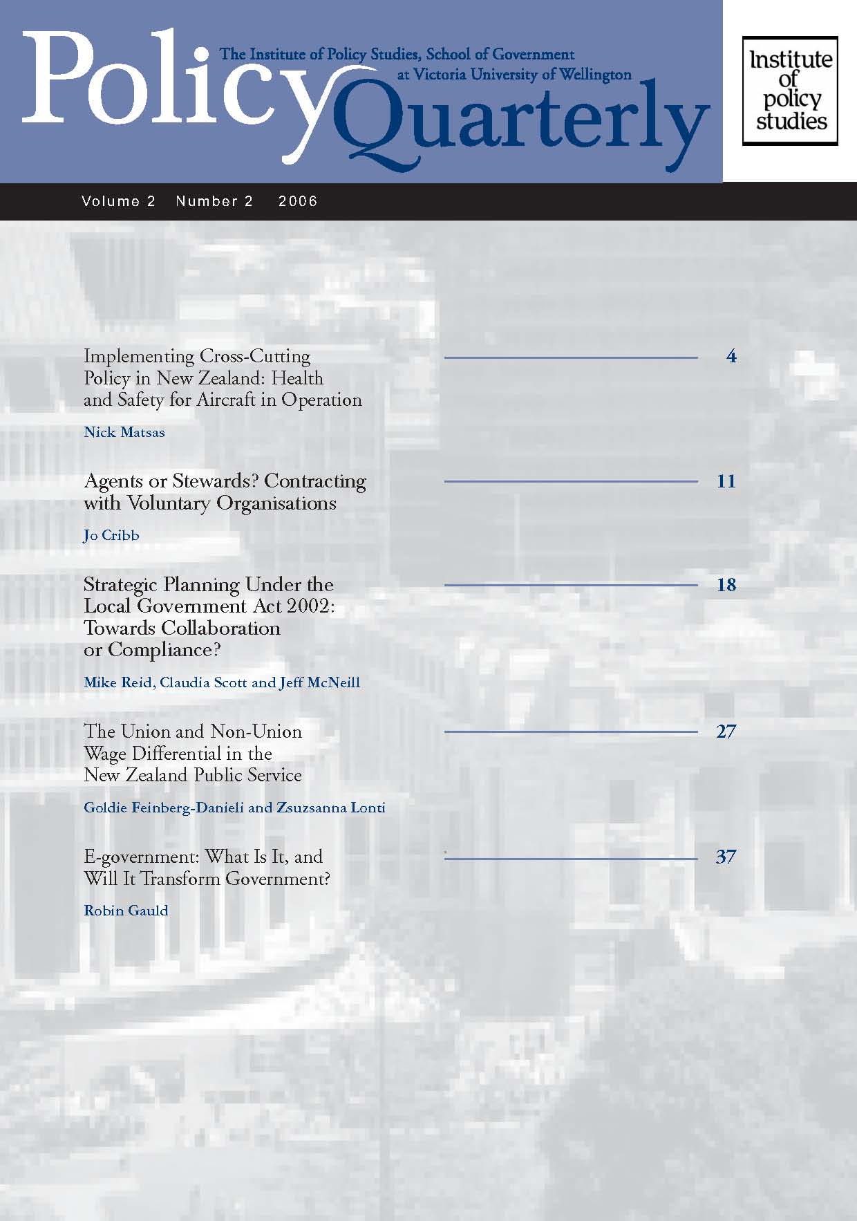 Policy Quarterly volume 2 number 2 2006