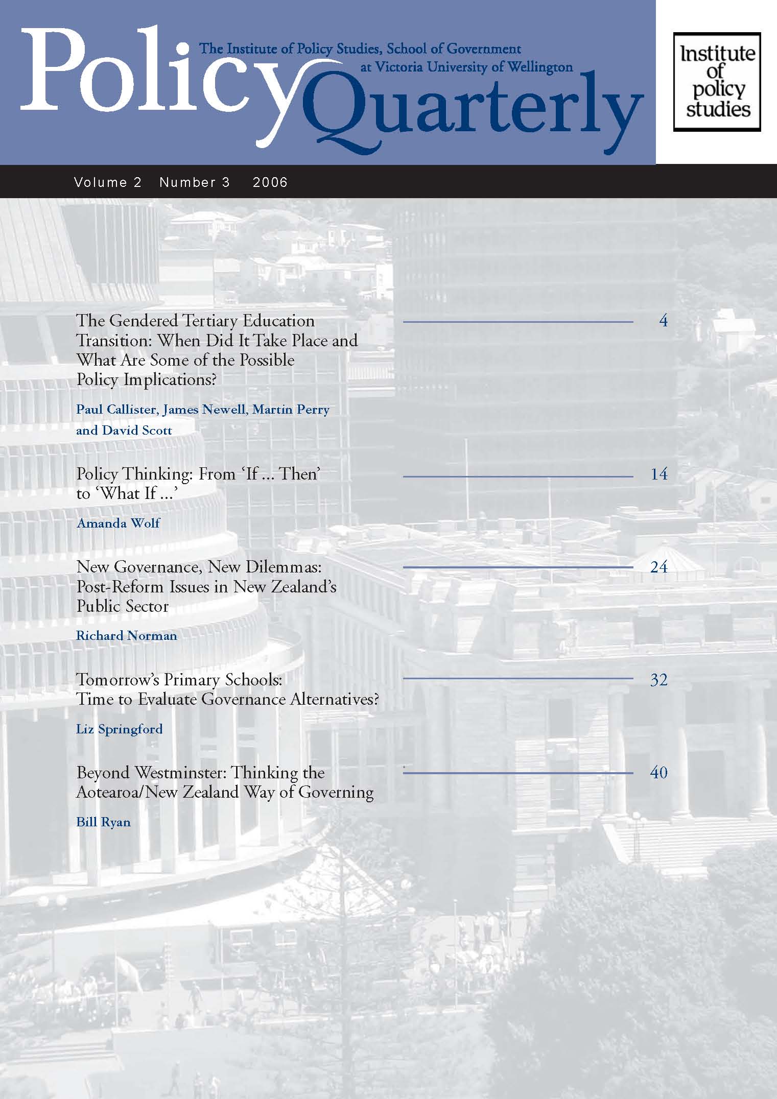 Policy Quarterly volume 2 number 3 2006
