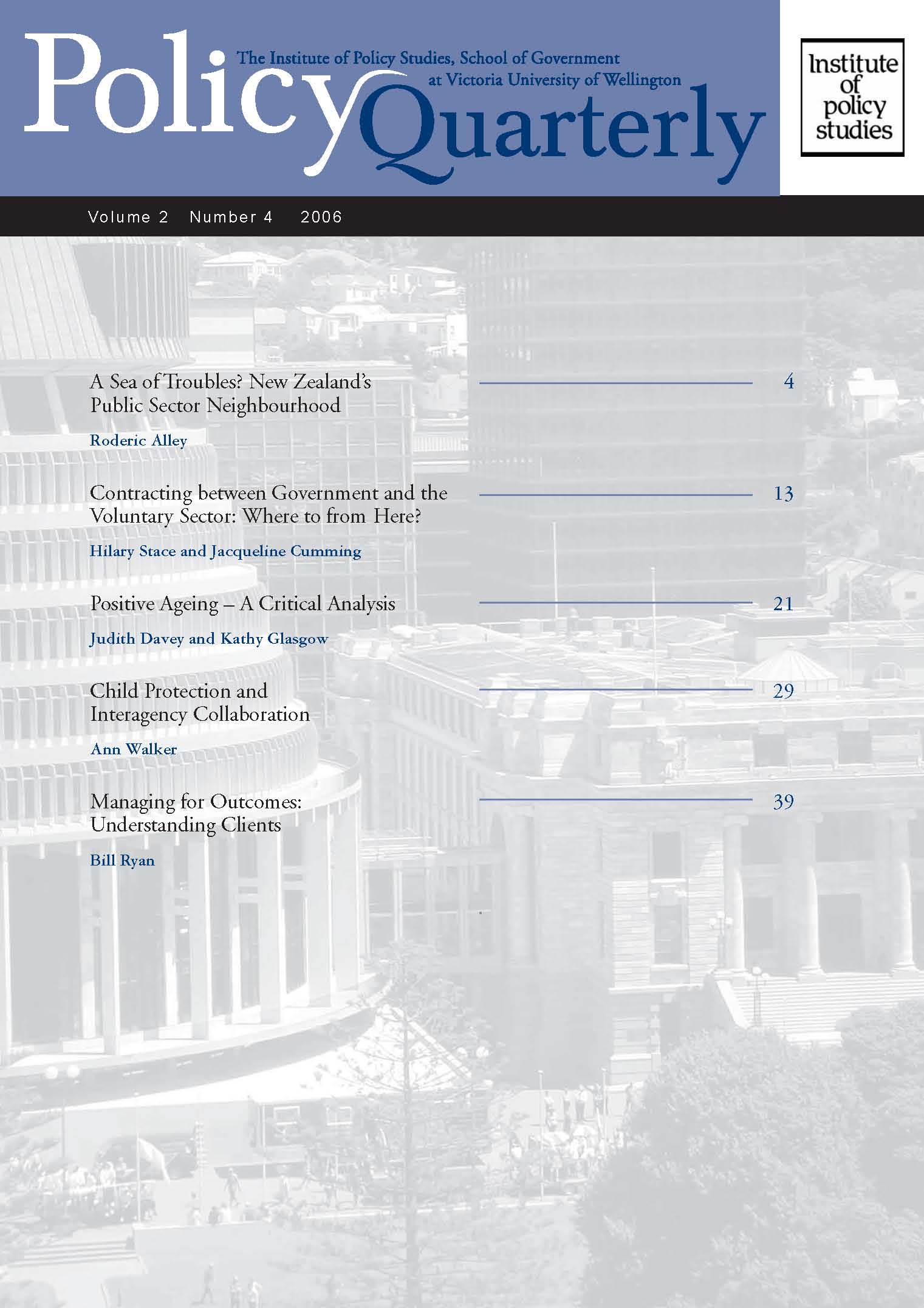 Policy Quarterly volume 2 number 4 2006