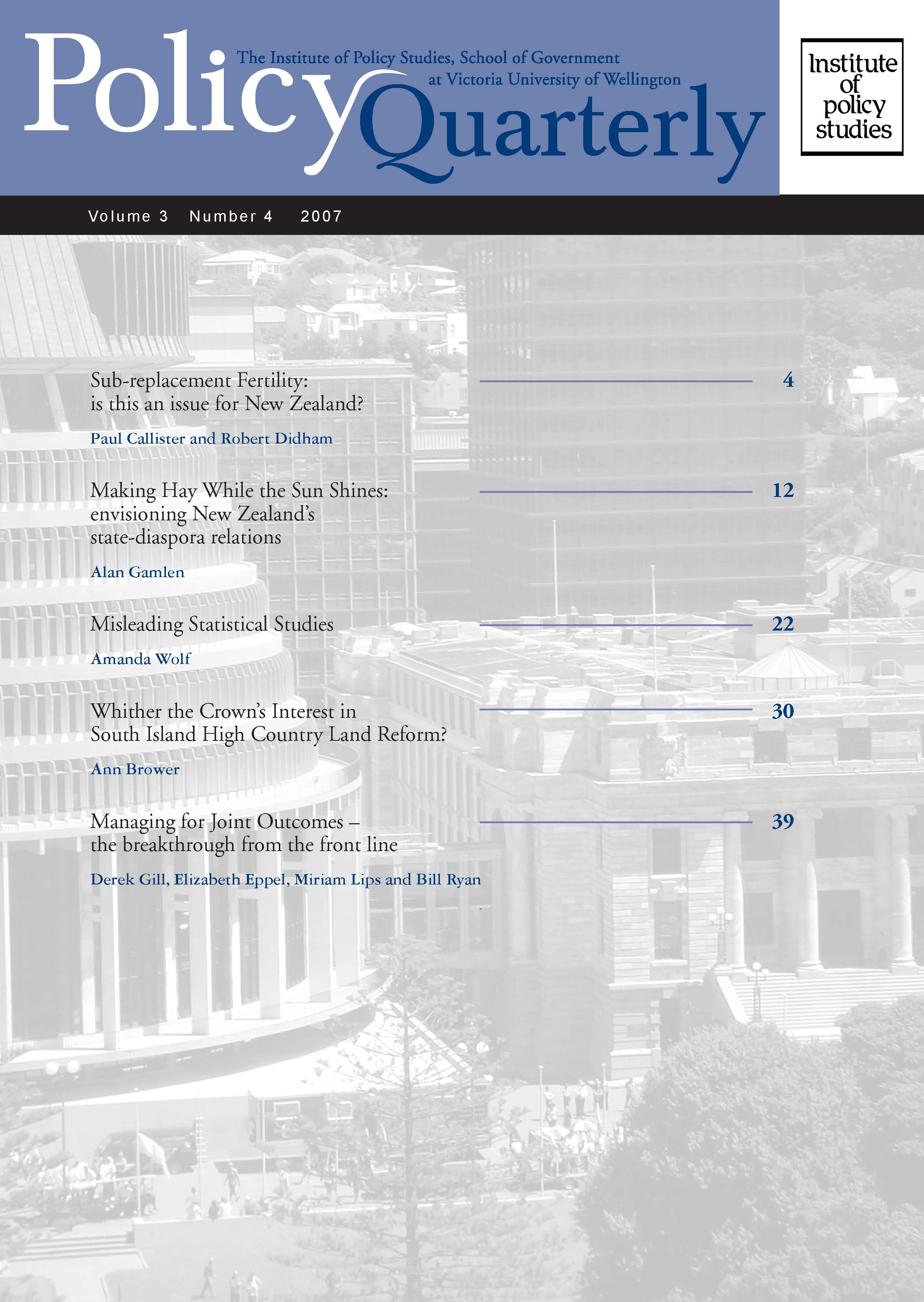 Policy Quarterly volume 3 number 4 2007