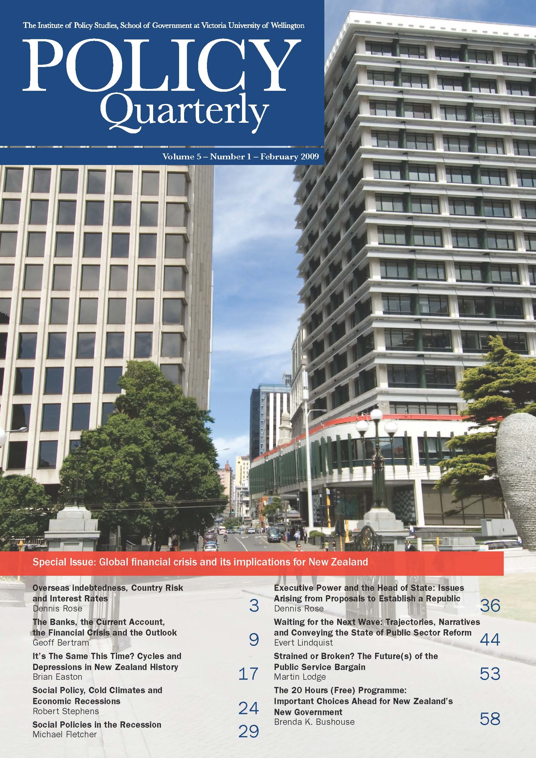Policy Quarterly volume 5 number 1 2009